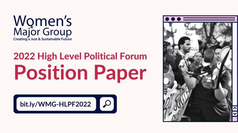 Flyer for Women's Major Group 2022 HLPF position paper