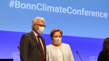UN leaders at Bonn Climate Conference wearing masks