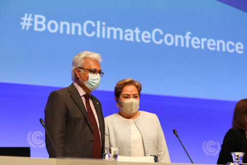 UN leaders at Bonn Climate Conference wearing masks