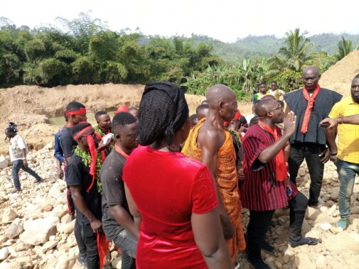 Community-members-in-Ghana-mobilizing-to-protest-effects-of-mining-activities-on-their-land