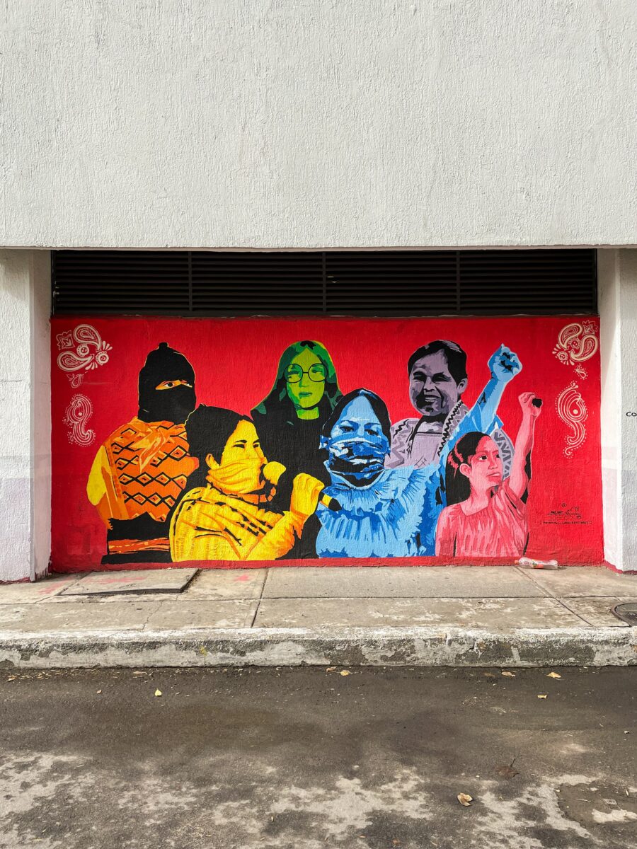 Colorful mural of women in Mexico City