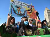 indigenous women leaders marching in the street